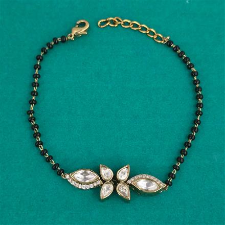 Kundan Hand Mangalsutra Bracelet with Mehndi Plating