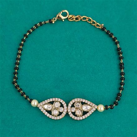 Kundan Hand Mangalsutra Bracelet with Mehndi Plating