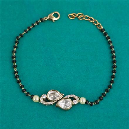 Kundan Hand Mangalsutra Bracelet with Mehndi Plating Carat Plating