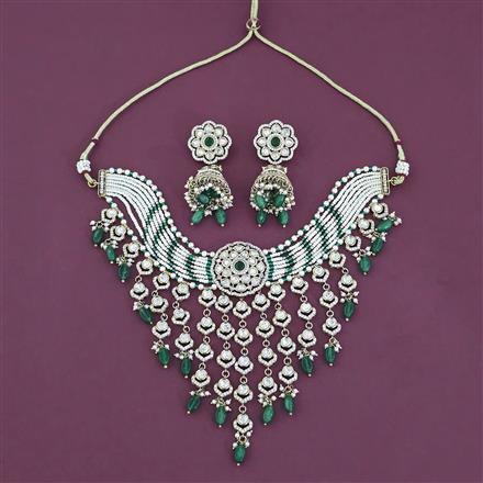 Kundan Choker Necklace With Mehndi Plating