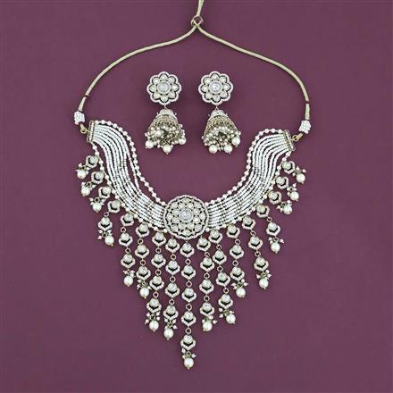 Kundan Choker Necklace With Mehndi Plating