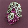 Kundan Adjustable Ring with Mehndi Plating