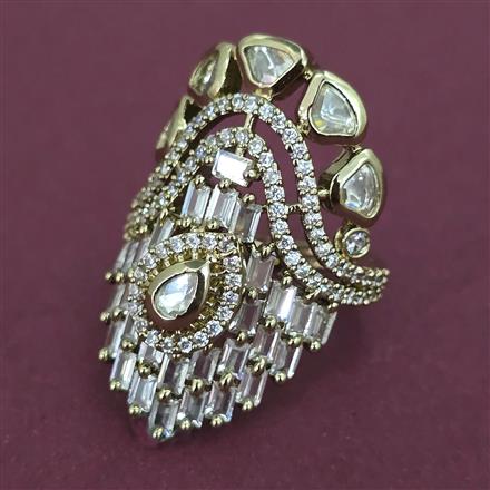 Kundan Adjustable Ring with Mehndi Plating