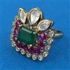 Kundan Adjustable Ring with Mehndi Plating