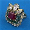 Kundan Adjustable Ring with Mehndi Plating
