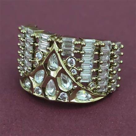 Kundan Adjustable Ring with Mehndi Plating