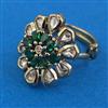 Kundan Adjustable Ring with Mehndi Plating
