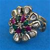 Kundan Adjustable Ring with Mehndi Plating