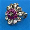 Kundan Adjustable Ring with Mehndi Plating