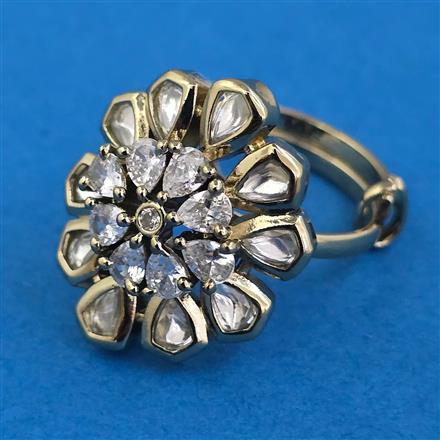 Kundan Adjustable Ring with Mehndi Plating
