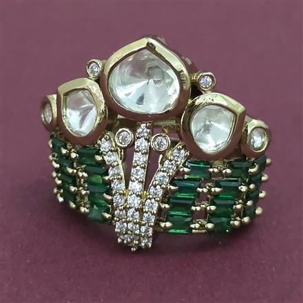 Kundan Adjustable Ring with Mehndi Plating