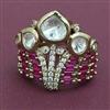 Kundan Adjustable Ring with Mehndi Plating