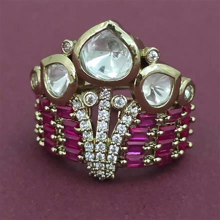 Kundan Adjustable Ring with Mehndi Plating