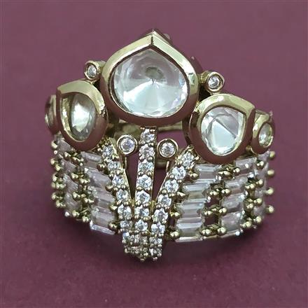 Kundan Adjustable Ring with Mehndi Plating