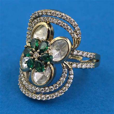 Kundan Adjustable Ring with Mehndi Plating