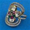 Kundan Adjustable Ring with Mehndi Plating