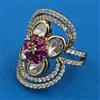 Kundan Adjustable Ring with Mehndi Plating