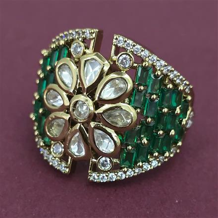 Kundan Adjustable Ring with Mehndi Plating