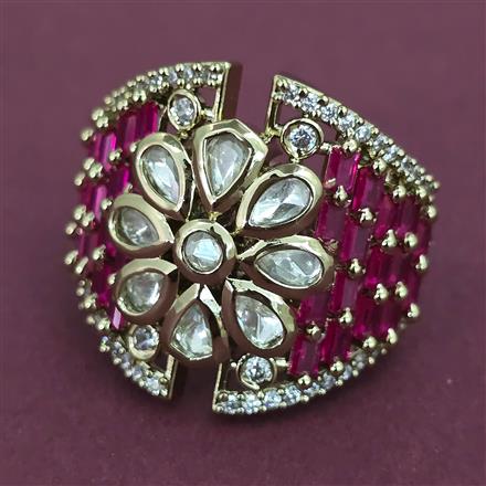 Kundan Adjustable Ring with Mehndi Plating