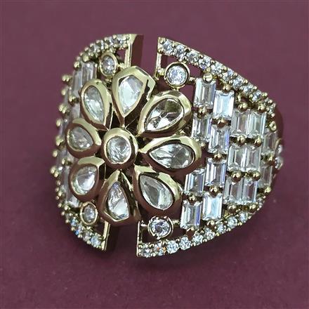 Kundan Adjustable Ring with Mehndi Plating