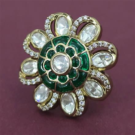 Kundan Adjustable Ring with Mehndi Plating