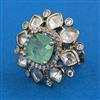 Kundan Adjustable Ring with Mehndi Plating