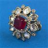 Kundan Adjustable Ring with Mehndi Plating