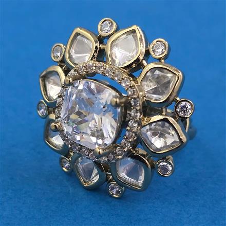 Kundan Adjustable Ring with Mehndi Plating