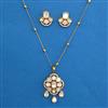 Kundan Mother Of Pearl Pendant Set with Mehndi Plating