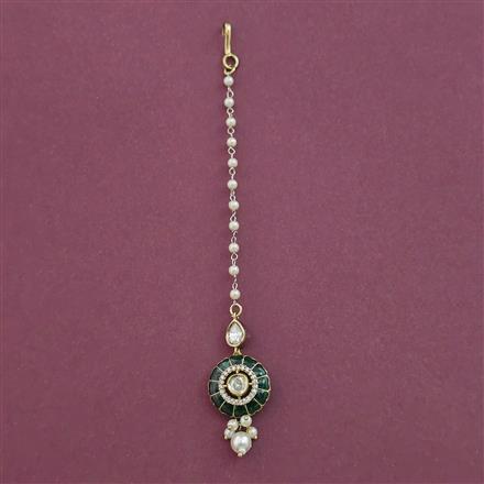 Kundan Pearl Tikka with Mehndi Plating