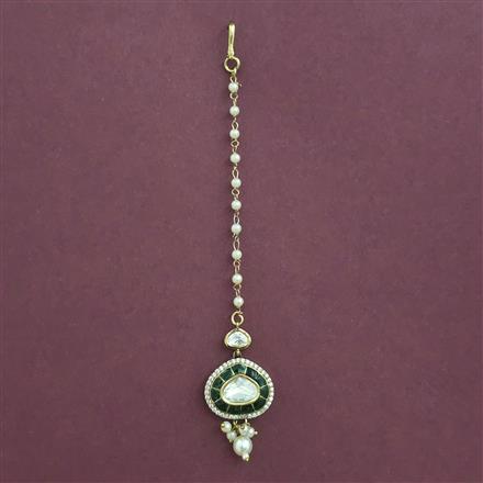 Kundan Pearl Tikka with Mehndi Plating
