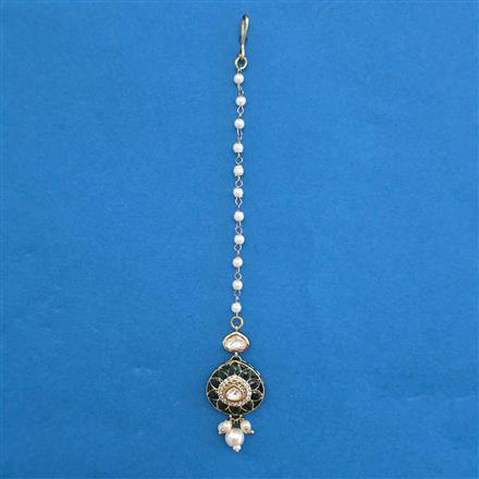 Kundan Pearl Tikka with Mehndi Plating