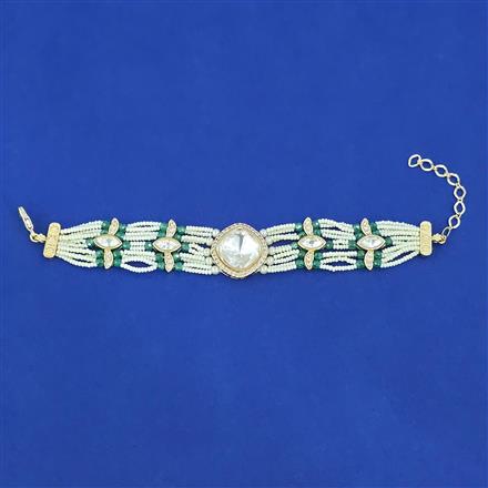 Kundan Pearl Bracelet with Carat Plating