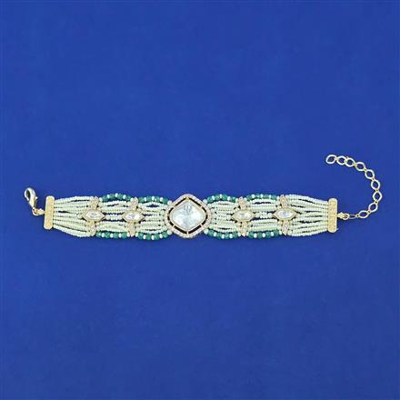 Kundan Pearl Bracelet with Carat Plating