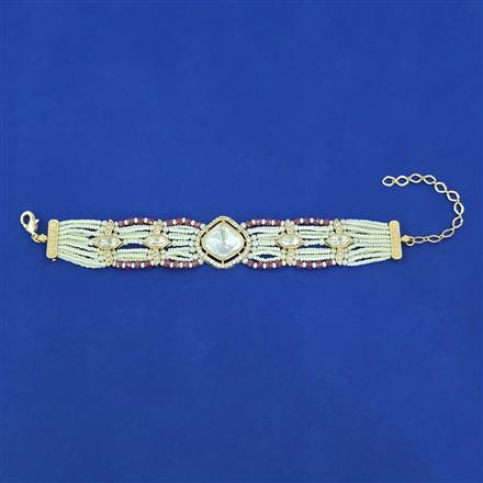 Kundan Pearl Bracelet with Carat Plating