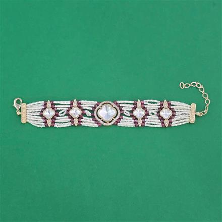 Kundan Pearl Bracelet with Carat Plating