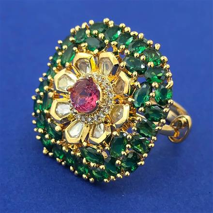Kundan Adjustable Ring with Carat Plating