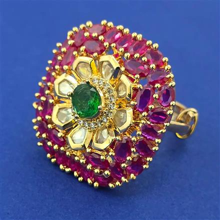 Kundan Adjustable Ring with Carat Plating
