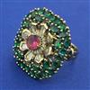 Kundan Adjustable Ring with Mehndi Plating