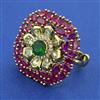Kundan Adjustable Ring with Mehndi Plating