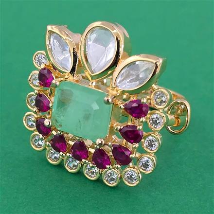 Kundan Adjustable Ring with Carat Plating