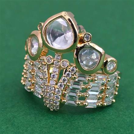 Kundan Adjustable Ring with Carat Plating