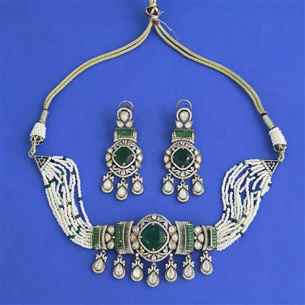 Kundan Choker Necklace with Mehndi Plating