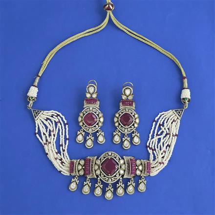 Kundan Choker Necklace with Mehndi Plating