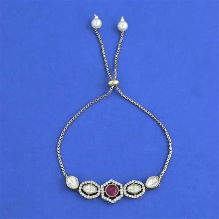 Kundan Adjustable Bracelet with Mehndi Plating