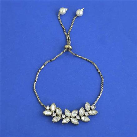 Kundan Adjustable Bracelet with Mehndi Plating