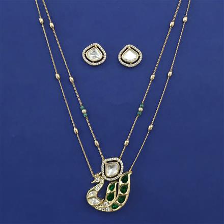 Kundan Birds Pendant Set with Carat Plating