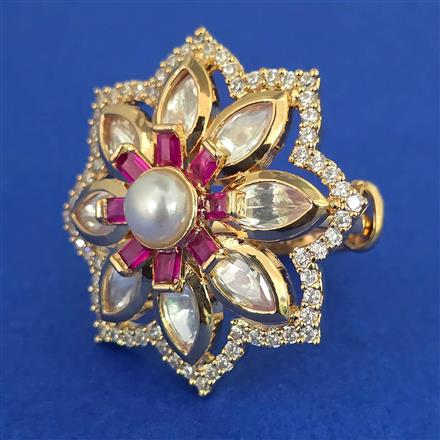 Kundan Adjustable Ring with Carat Plating