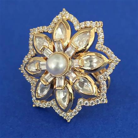 Kundan Adjustable Ring with Carat Plating