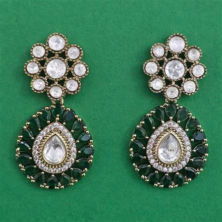 Kundan Classic Earring with Mehndi Plating